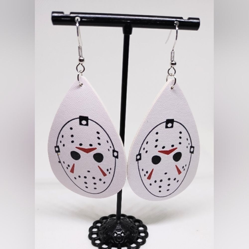 Halloween earrings faux leather new e54‎
